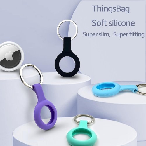 ThingsBag Airtags 4 Pack Holder Keychain, Silicone GPS Case Key Ring for Air Tags-4, Key Chain Accessories for Apple Item Finder Tracker, Itag Cover for Pet Dog Cat, Waterproof Airtag Keychain Holder thumbnail