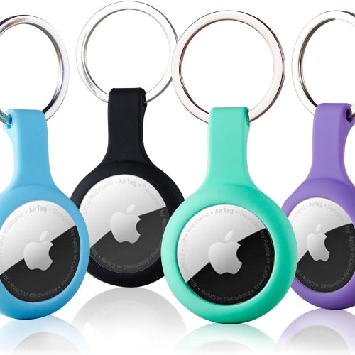 ThingsBag Airtags 4 Pack Holder Keychain, Silicone GPS Case Key Ring for Air Tags-4, Key Chain Accessories for Apple Item Finder Tracker, Itag Cover for Pet Dog Cat, Waterproof Airtag Keychain Holder