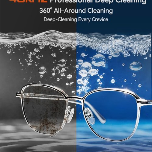 Ultrasonic Jewelry Cleaner, 48KHz Ultrasonic Cleaner Machine with 20oz 304 Stainless Steel Tank, Dual Modes & LED Display - for Jewelry, Eyeglasses, Watches, Dentures, Retainers & More-Black thumbnail