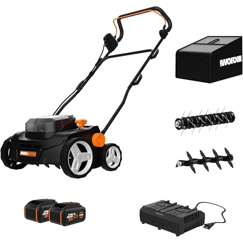 Worx Nitro 40V Cordless 14" Lawn Dethatcher w/ Brushless Motor,2-in-1 Dethatcher