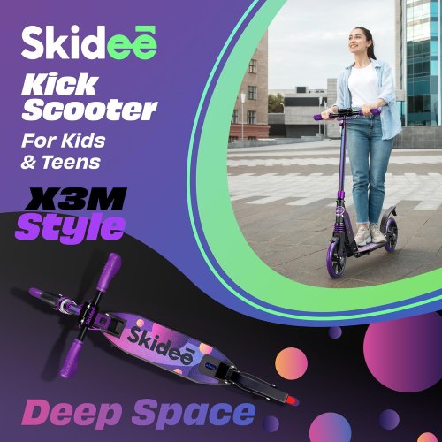 Skidee Adult & Teen Scooter Adjustable Height, Folding, Large Wheels,Lightweight thumbnail