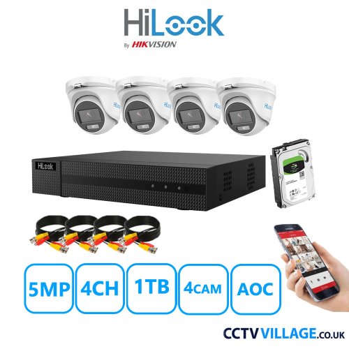 HiLook 5MP CCTV System four cameras with audio 1TB