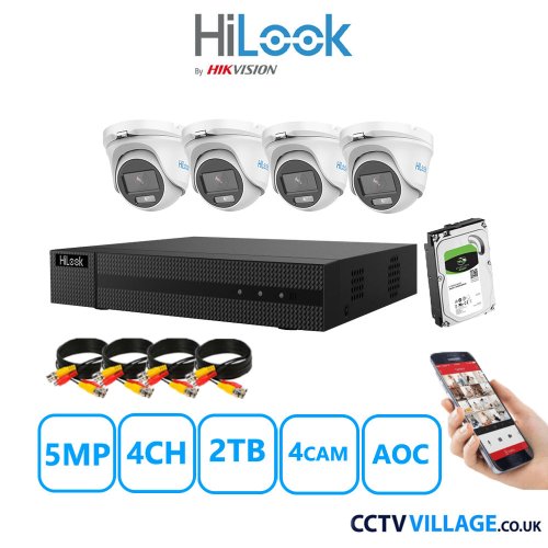 HiLook 5MP CCTV System four cameras with audio 2TB