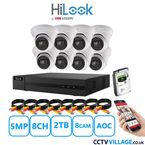 HiLook 5MP CCTV System eight cameras with audio 2TB