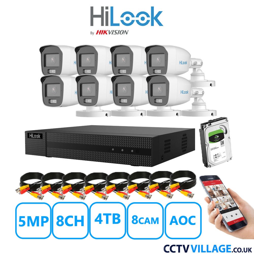 HiLook 5MP CCTV System eight cameras with audio 4TB
