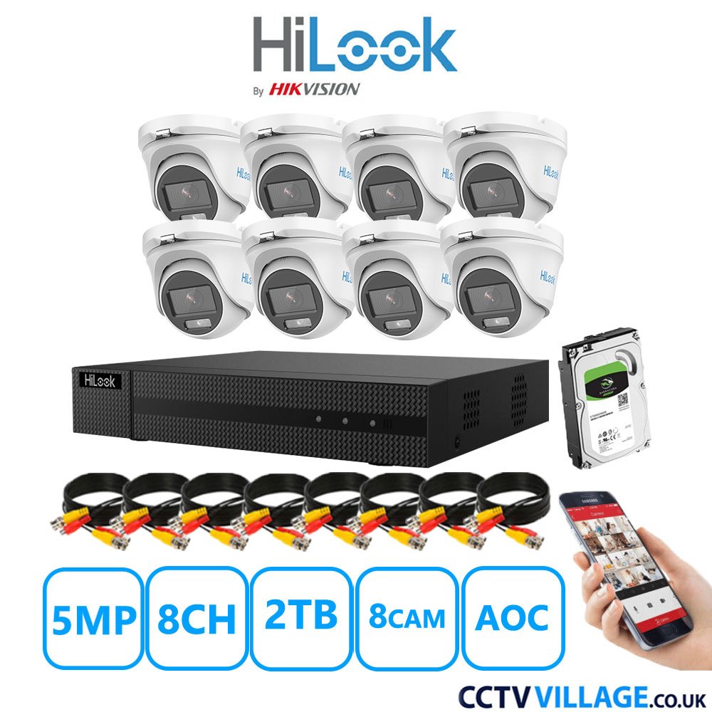 HiLook 5MP CCTV System eight cameras with audio 2TB