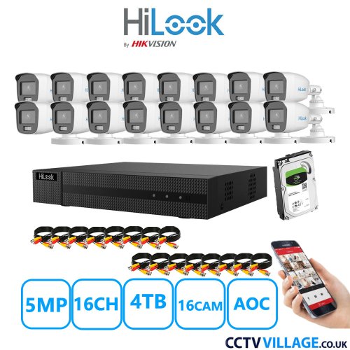 HiLook 5MP CCTV System sixteen cameras with audio 4TB