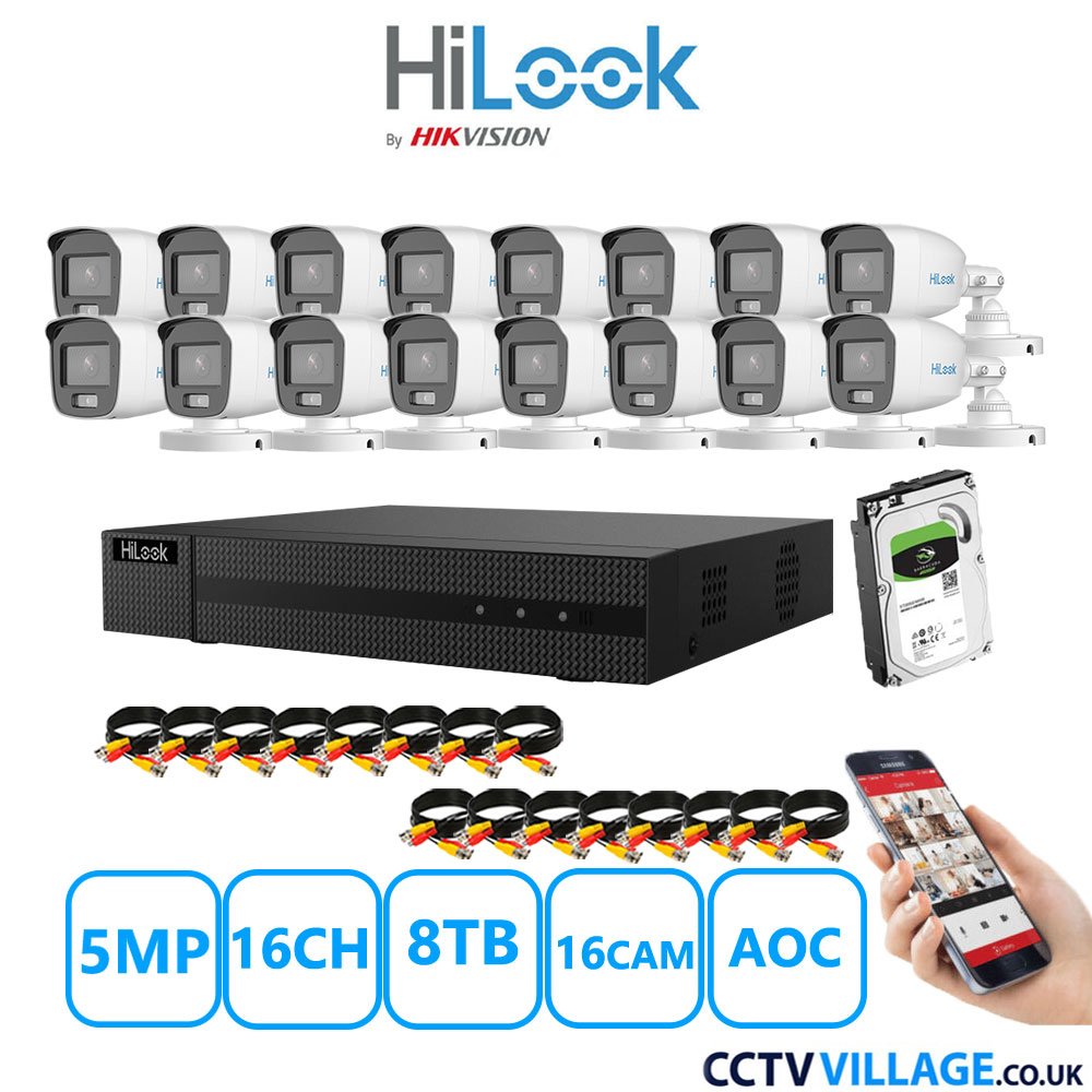 HiLook 5MP CCTV System sixteen cameras with audio 8TB