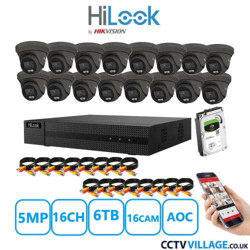 HiLook 5MP CCTV System sixteen cameras with audio 6TB