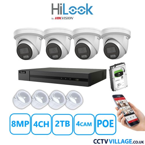 HiLook 8MP IP CCTV System four cameras  with audio 2TB