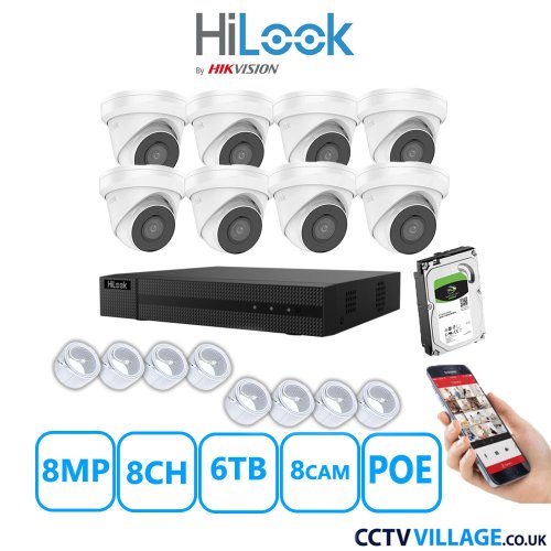 HiLook 8MP IP CCTV System eight cameras  with audio 6TB thumbnail