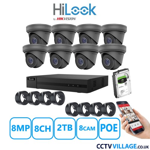 HiLook 8MP IP CCTV System eight cameras  with audio 2TB