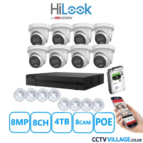 HiLook 8MP IP CCTV System eight cameras  with audio 4TB