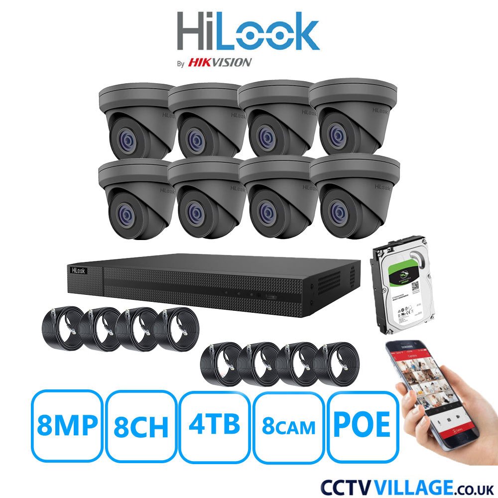 HiLook 8MP IP CCTV System eight cameras  with audio 4TB