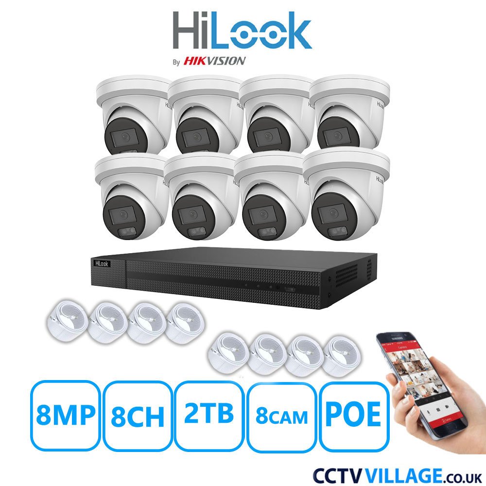 HiLook 8MP IP CCTV System eight cameras  with audio 2TB