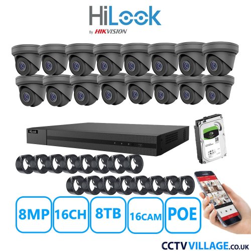 HiLook 8MP IP CCTV System sixteen cameras  with audio 8TB