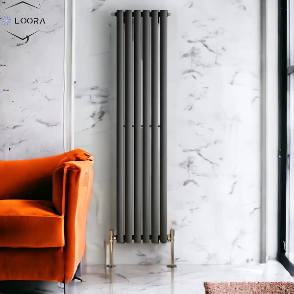 Vertical Designer Oval Column Home Radiator 1800x354mm Double White/Anthracite thumbnail