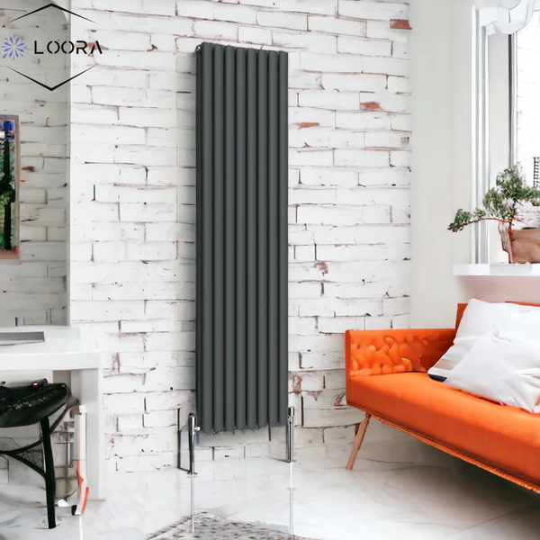 Vertical Designer Oval Column Home Radiator 1600x472mm Double White/Anthracite