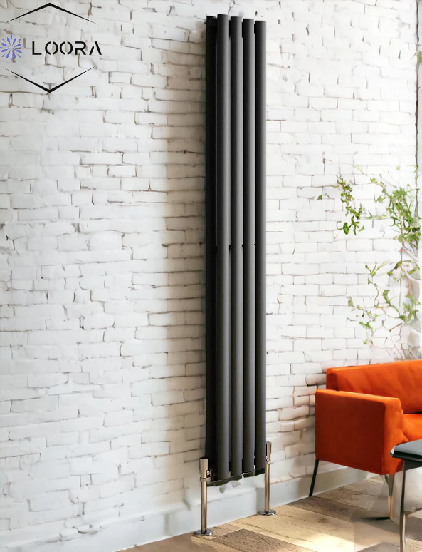 Vertical Designer Oval Column Home Radiator 1800x236mm Double White & Anthracite