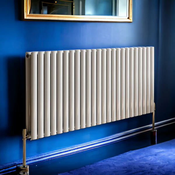 Rex horizontal Double oval designer Home Radiator 600x1416mm White & Anthracite