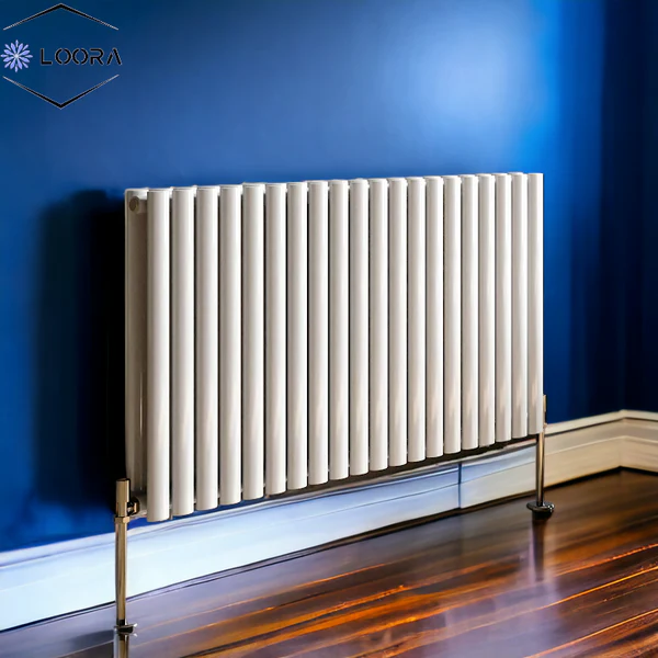 Rex horizontal Double oval designer Home Radiator 600x1180mm White & Anthracite
