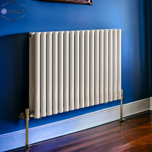 Rex horizontal Double oval designer Home Radiator 600x1003mm White & Anthracite