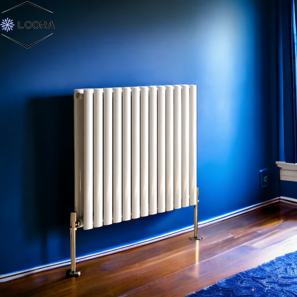 Rex horizontal Double oval designer Home Radiator 600x767mm White & Anthracite