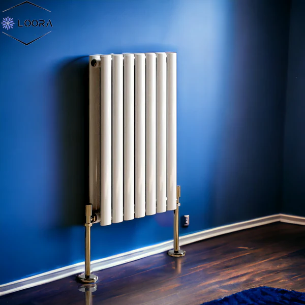 LOORA horizontal Double oval designer Home Radiator 600x413mm White & Anthracite