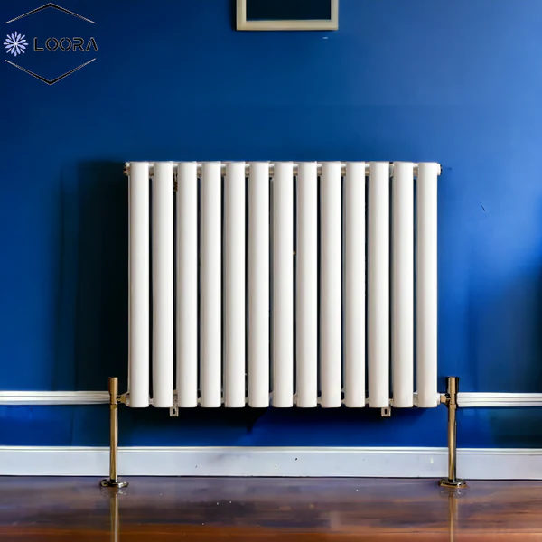 Rex horizontal Single oval designer Home Radiator 600x767mm White & Anthracite
