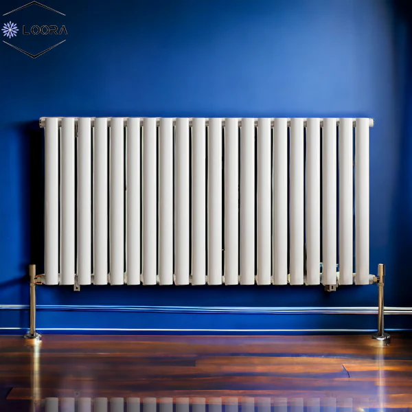 Rex horizontal Single oval designer Home Radiator 600x1180mm White & Anthracite