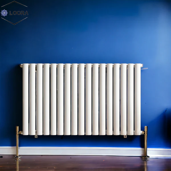 Rex horizontal Single oval designer Home Radiator 600x1003mm White & Anthracite