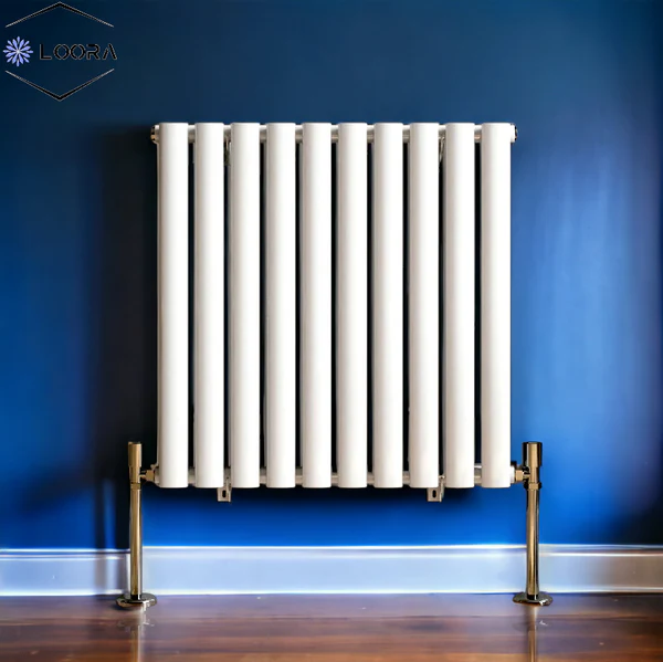 Rex horizontal Double oval designer Home Radiator 600x590mm White & Anthracite