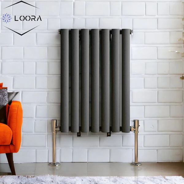 Rex horizontal Single oval designer Home Radiator 600x413mm White Anthracite thumbnail