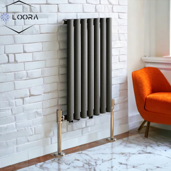 Rex horizontal Single oval designer Home Radiator 600x413mm White Anthracite