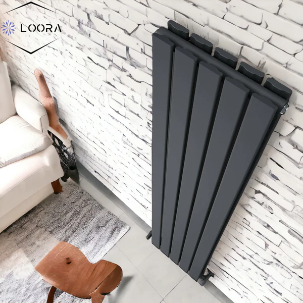 LOORA Vertical Designer Flat Panel Tall Home Radiator 1800x350mm Double White & Anthracite thumbnail
