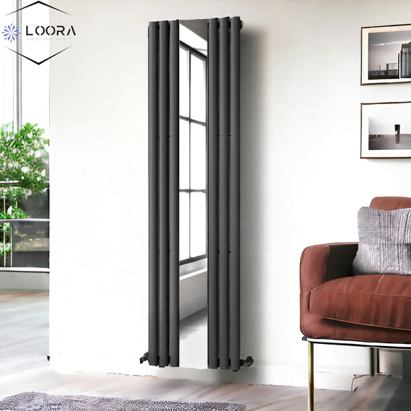 Vertical Designer Mirror Oval Panel Tall Home Radiator 1800x500mm Single Anthracite