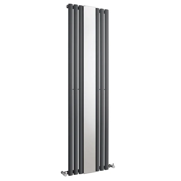 Vertical Designer Mirror Oval Panel Tall Home Radiator 1800x500mm Single Anthracite thumbnail