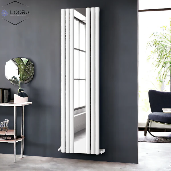 Vertical Designer Mirror Oval Panel Tall Home Radiator 1800x500mm Single White