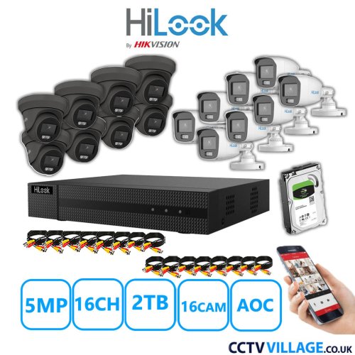 HiLook 5MP Mix system sixteen cameras with audio 2TB