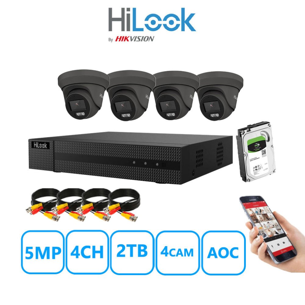 HiLook 5MP system four cameras with audio 2TB