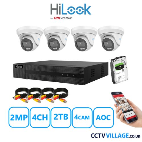 HiLook 2MP system four cameras with audio 2TB