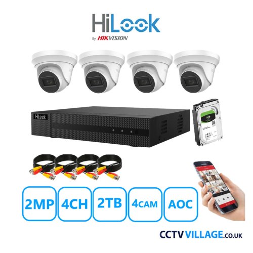 HiLook 2MP system four cameras with audio 2TB