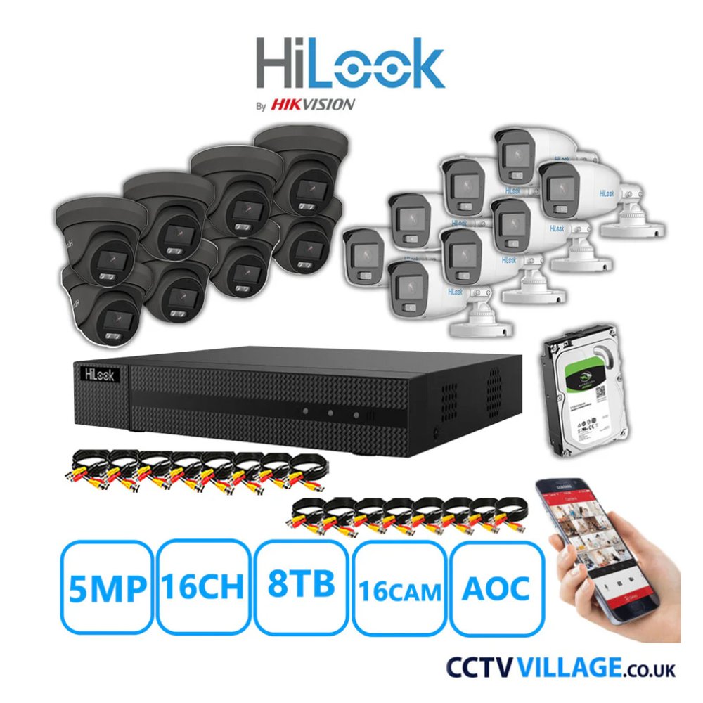 HiLook 5MP Mix system sixteen cameras with audio 8TB