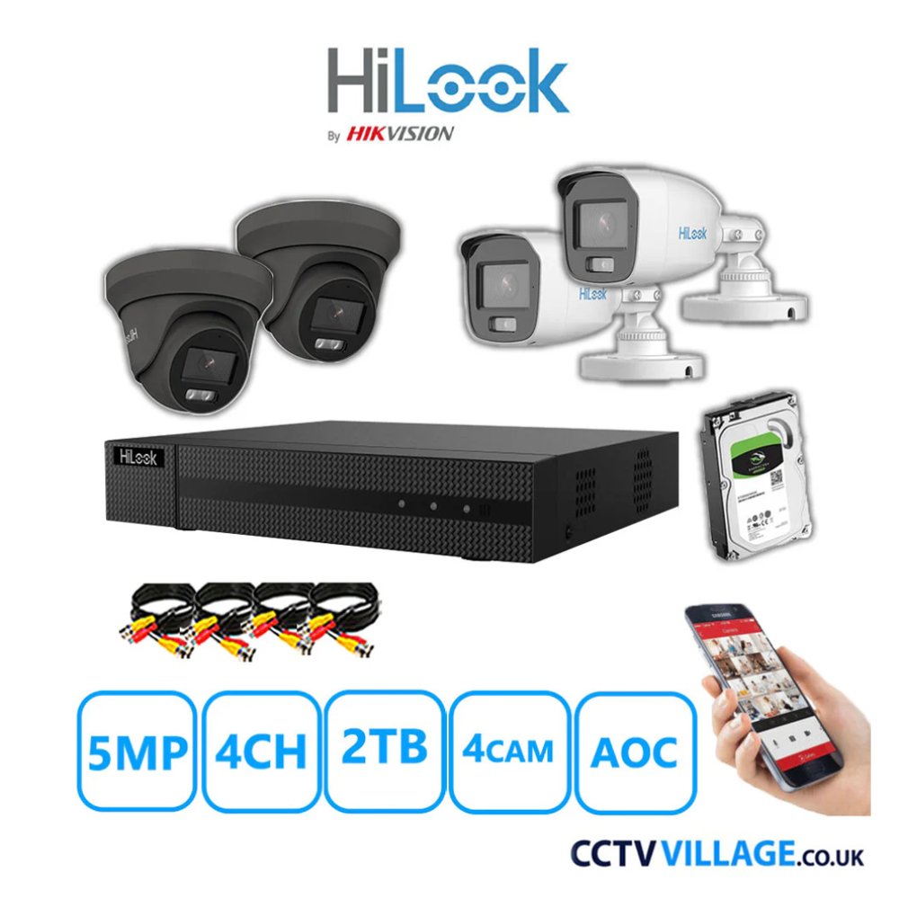 HiLook 5MP Mix system four cameras with audio 2TB