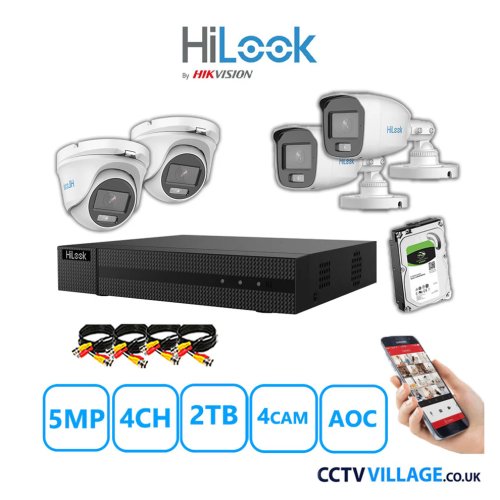 HiLook 5MP Mix system four cameras with audio 2TB