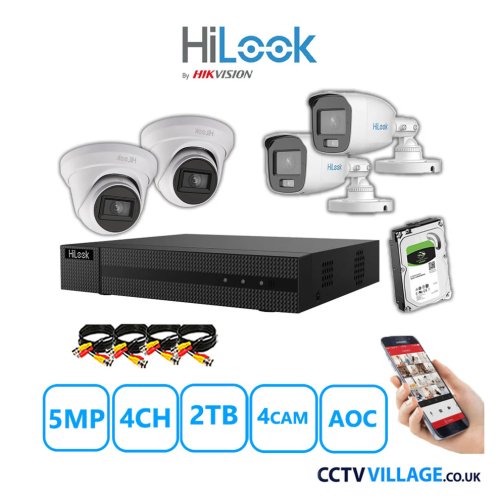 HiLook 5MP Mix system four cameras with audio 2TB