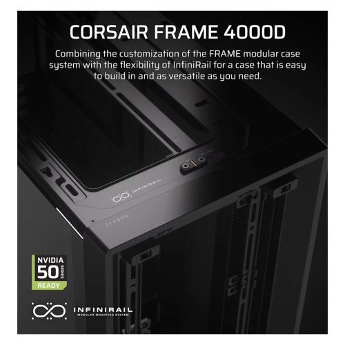 CORSAIR FRAME 4000D Tempered Glass Modular Mid Tower ATX Case Black thumbnail