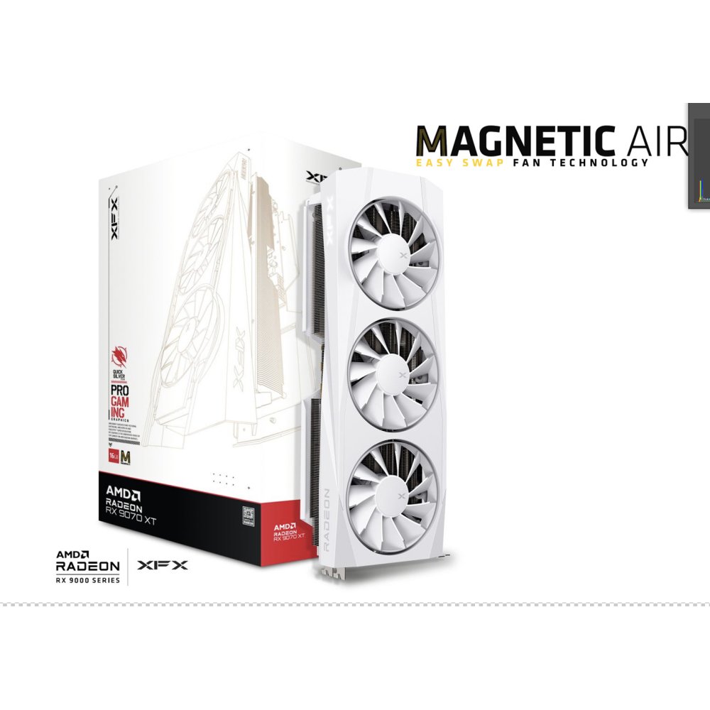 Refurbished XFX Quicksilver AMD Radeon RX 9070 XT Magnetic Air Edition 16GB Graphics Card White