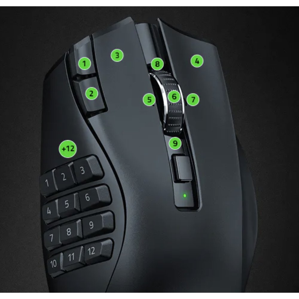 Razer Naga V2 Hyperspeed Black Optical Wireless MMO Gaming Mouse