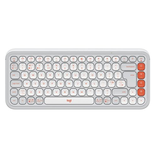 Logitech POP Icon Keys Wireless Mini Keyboard UK English - Off White/Orange